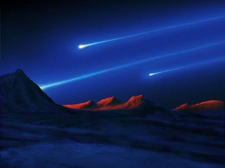 Meteore über dem Mars