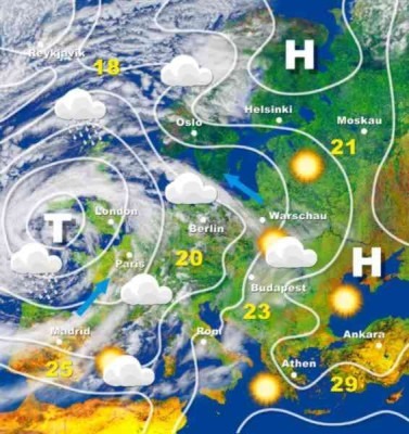 Wetterkarte Europa Herbst 2005