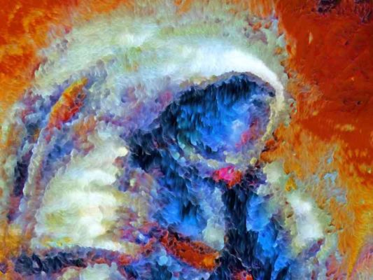 Mensch auf dem Mars, digitale Version, Detailansicht.