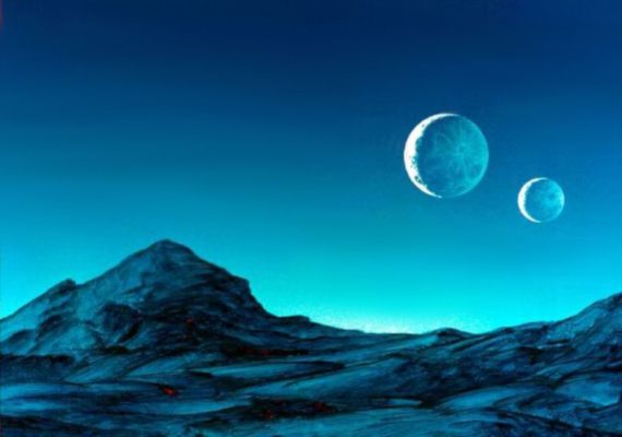 Monochrome Landschaft in Blau.