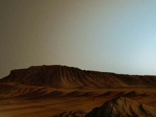 Blaue Dämmerung über Kasei Vallis